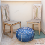 Blue Moroccan leather - Berber Pouf