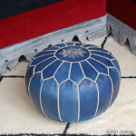 Blue Moroccan leather - Berber Pouf