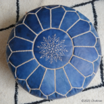 Blue Moroccan leather - Berber Pouf