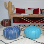 Blue Moroccan leather - Berber Pouf