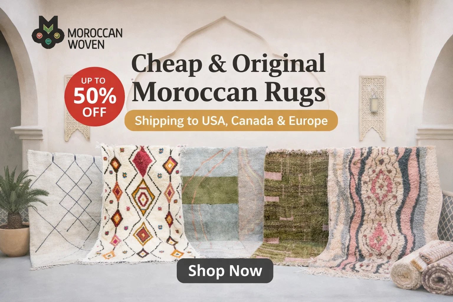 Cheap & Original Moroccan Rugs – Shipping to USA, Canada & Europe