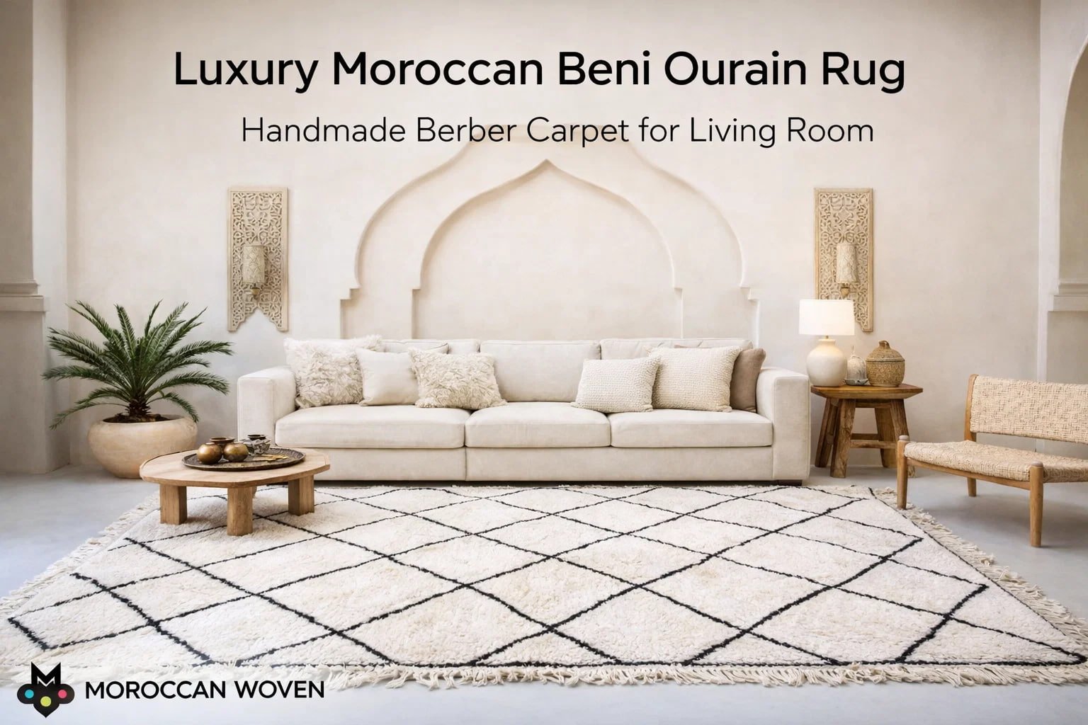 Luxury Moroccan Beni Ourain Rug – Handmade Berber Carpet for Living Room