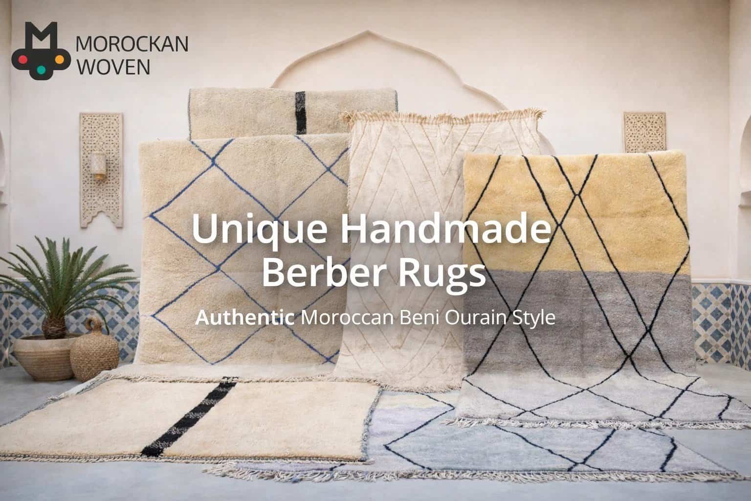 Unique Handmade Berber Rug – Authentic Moroccan Beni Ourain Style