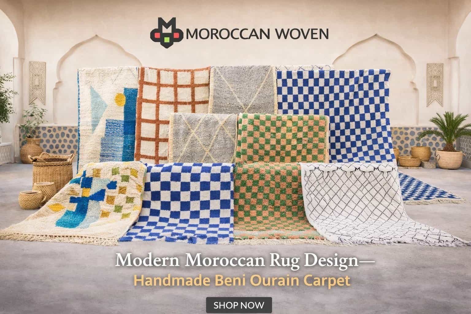Modern Moroccan Rug Design – Handmade Beni Ourain Carpet