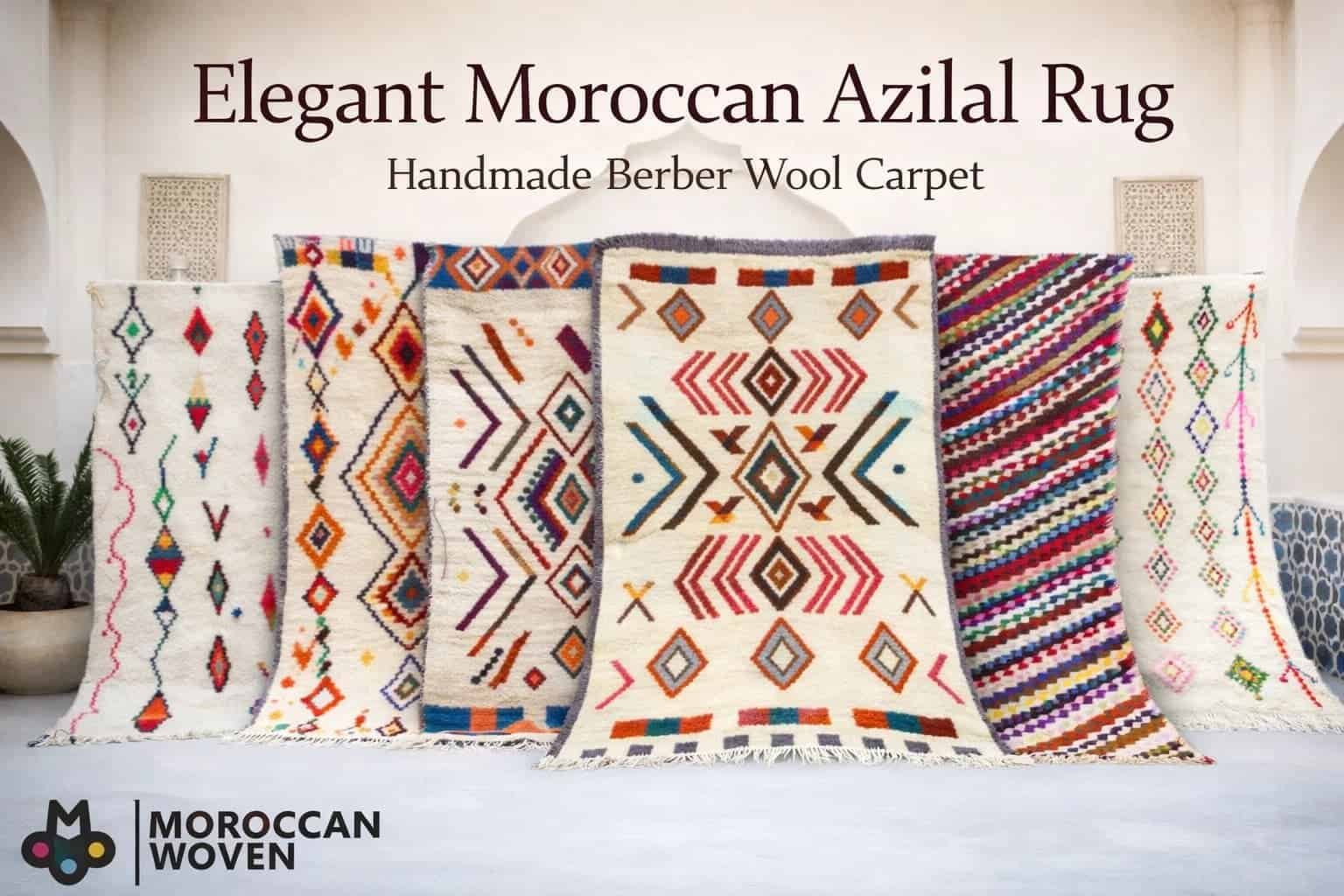 Elegant Moroccan Azilal Rug – Handmade Berber Wool Carpet