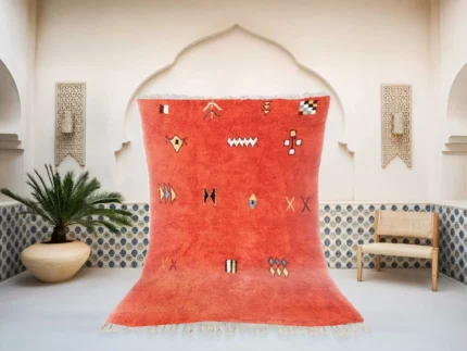 Awsim Azilal rug in orange, handmade in Morocco