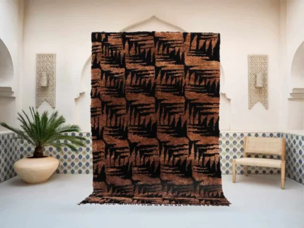 Mira Azilal rug in chocolate and black, handmade in Morocco