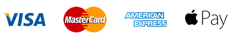 Accepted payment methods: Visa, Mastercard, American Express and Apple Pay
