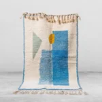 Rula Beni Ourain rug in white and blue, handmade in Morocco