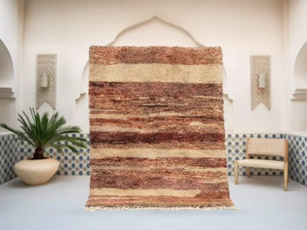 Tafawin Azilal rug in light brown and caramel, handmade in Morocco
