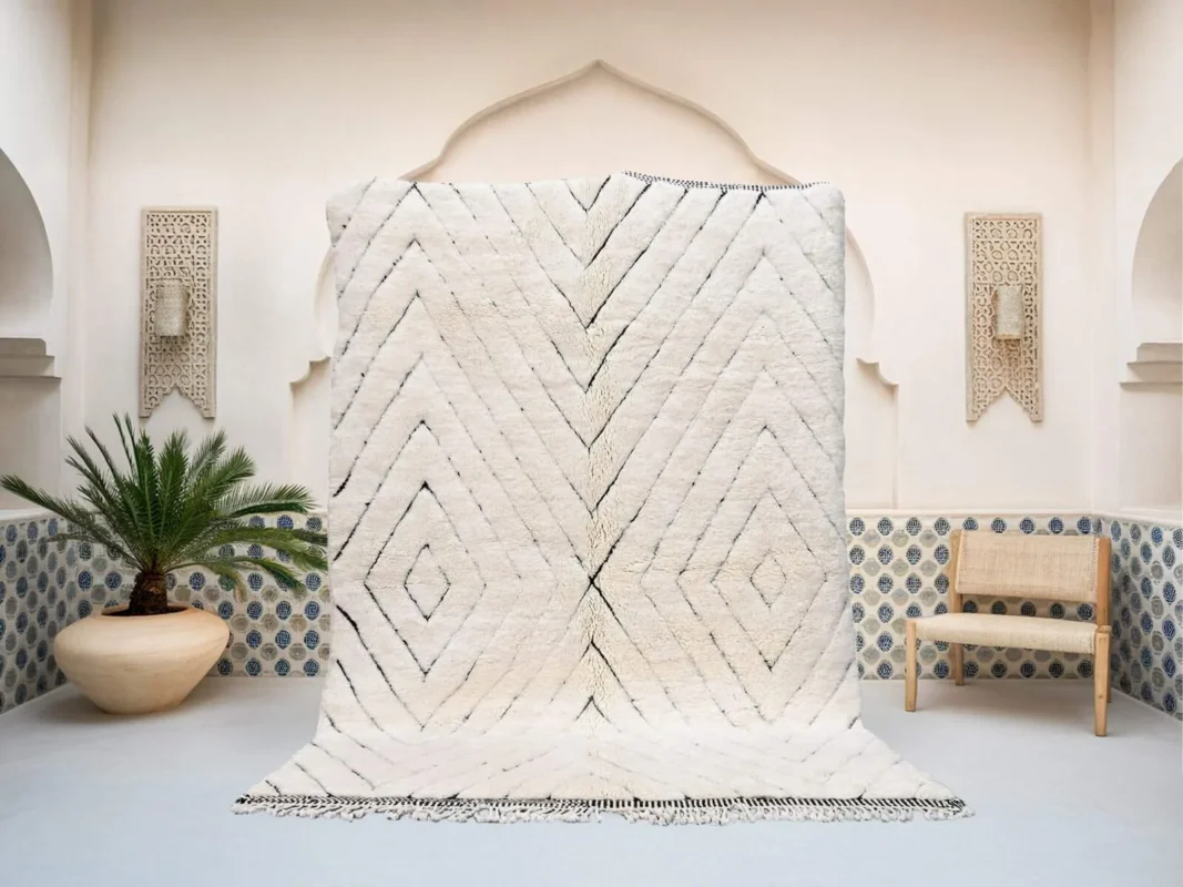 Tamellalt Beni Ourain rug in cream, handmade in Morocco