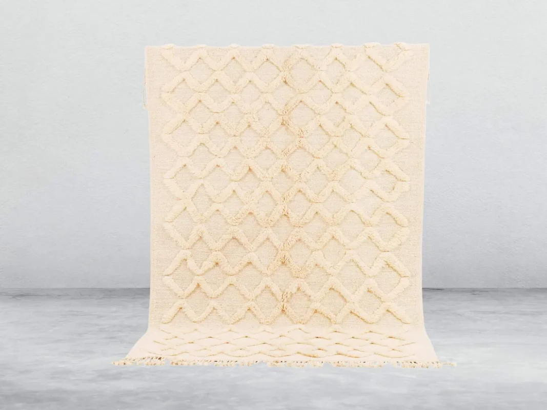 Tanemirt Beni Ourain rug in beige, handmade in Morocco