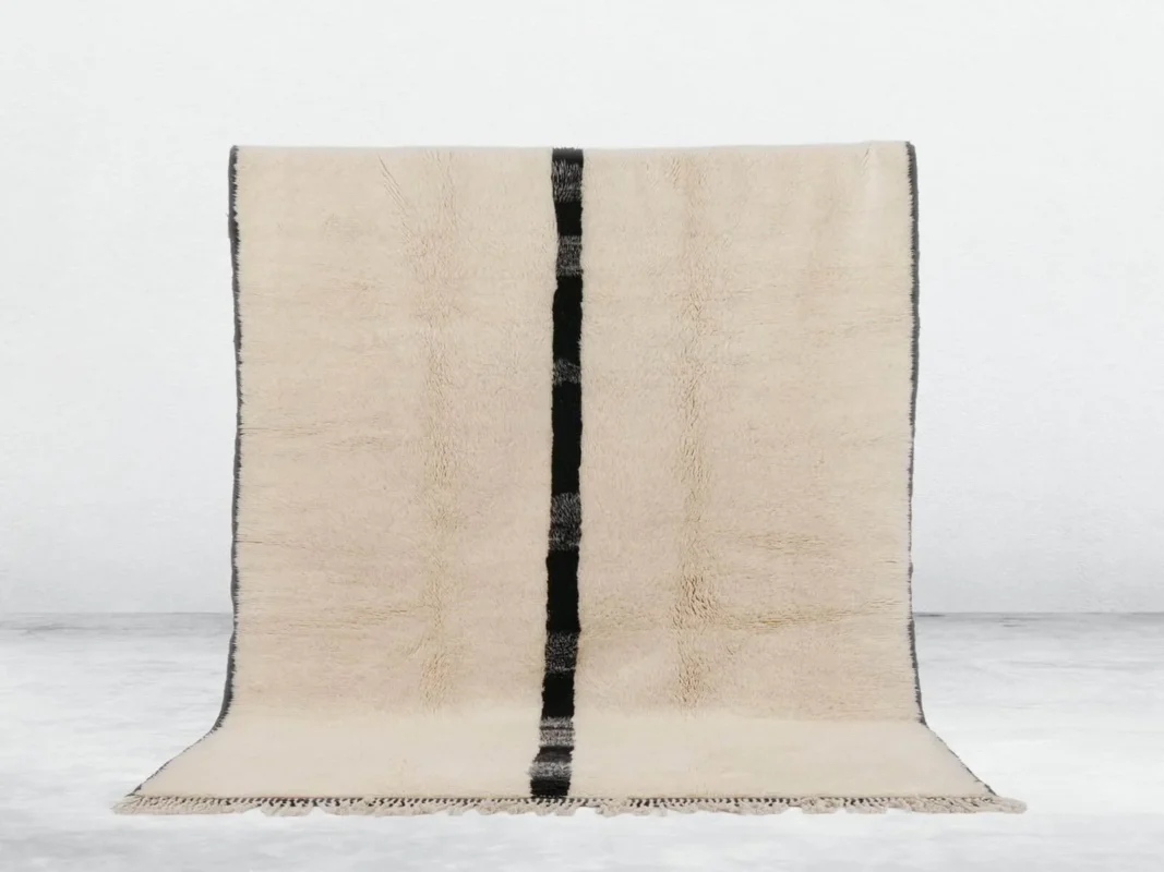 Tigmi Beni Ourain rug in white and black, handmade in Morocco