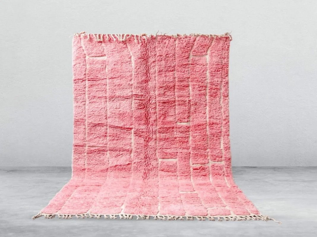 Tisent Beni Ourain rug in pink, handmade in Morocco