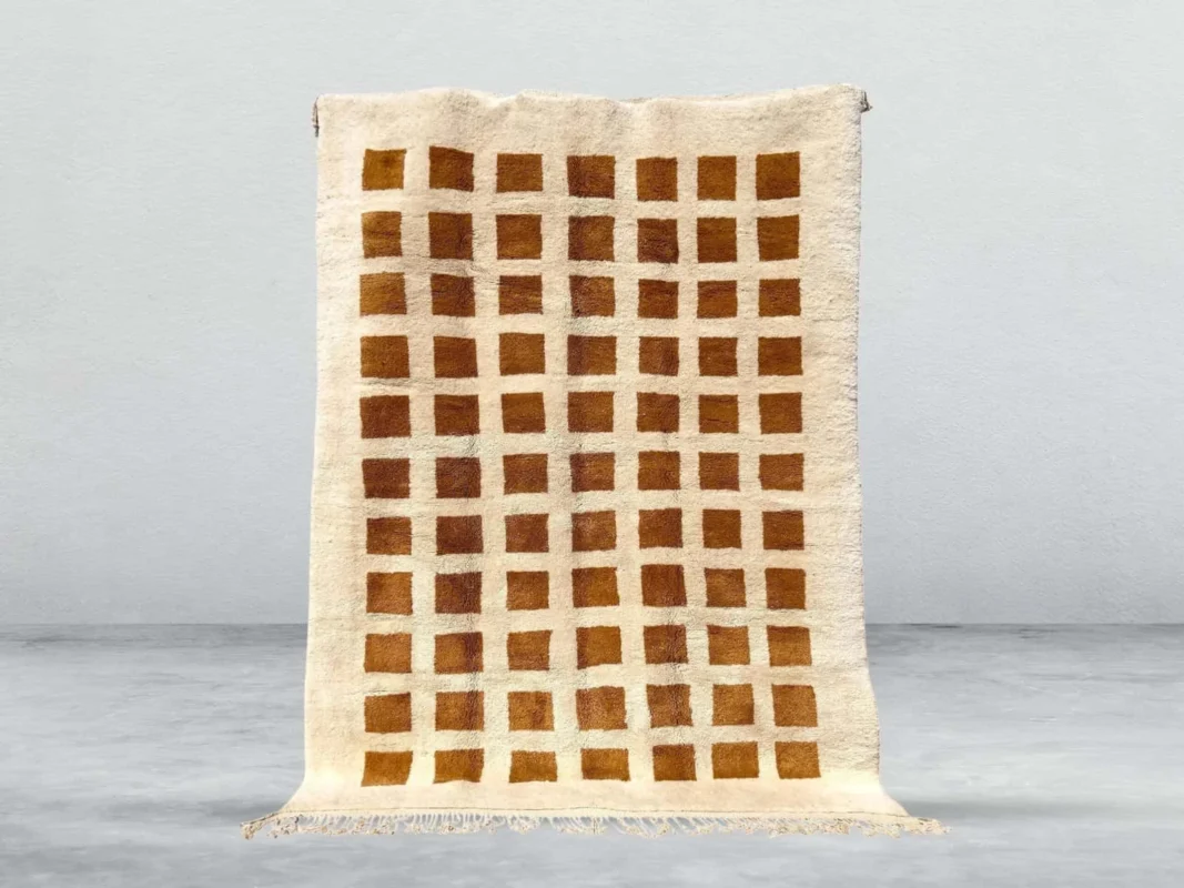 Wiza Beni Ourain rug in brown and white, handmade in Morocco